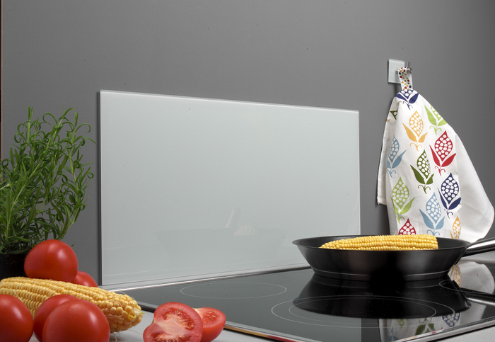 Stænkplade hvid glas firkantet 80 x 40 cm